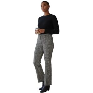 LOFT Julie Stretch Black White Geometric Skinny Careerwear Pants 4T Tall